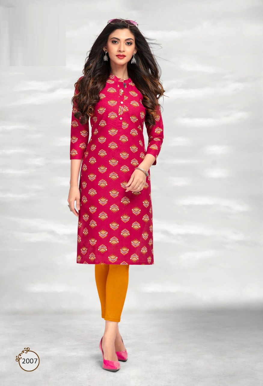 Traditional 2 Cotton Regular Wear Printed Designer Kurti Collection